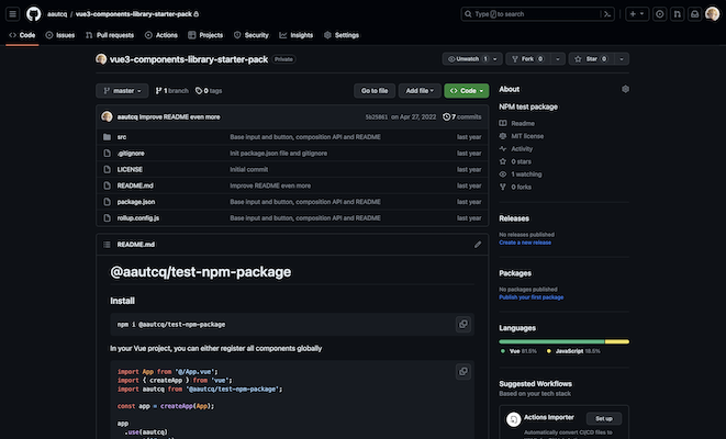 Vue.js components library starter pack
